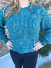Load image into Gallery viewer, Dusty Teal Balloon Sleeve Sweater
