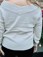Load image into Gallery viewer, Cream V Neck Chunky Knit Sweater
