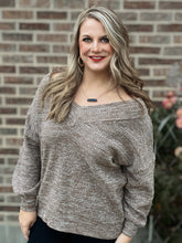 Load image into Gallery viewer, Mocha V Neck Chunky Knit Sweater
