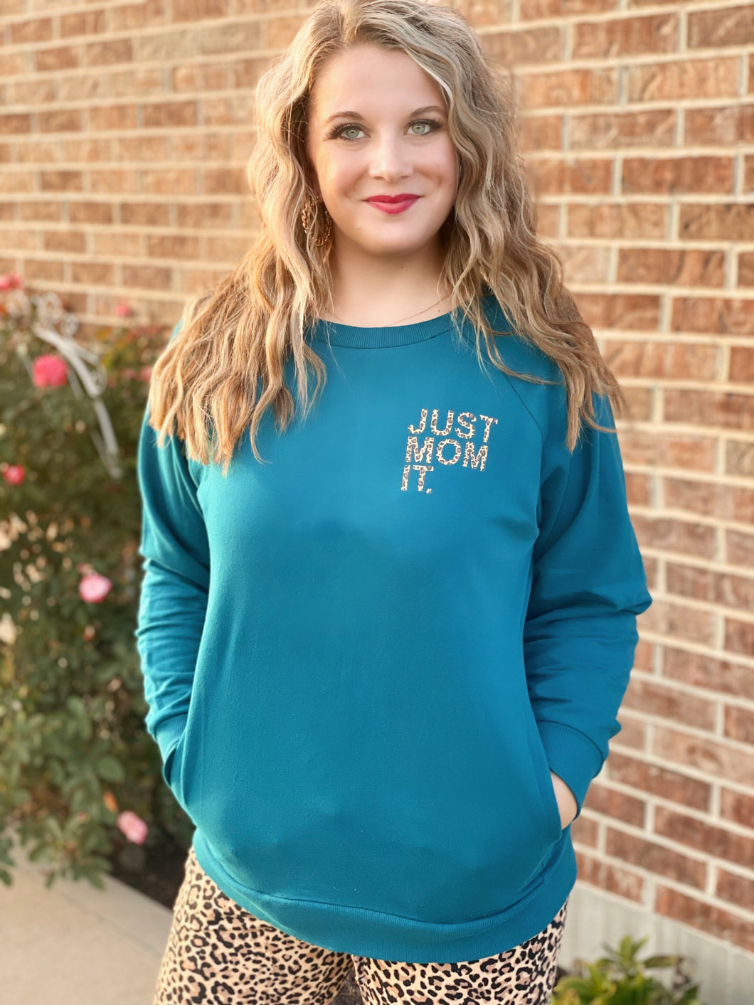 *PRE ORDER* Teal Just Mom It Pullover