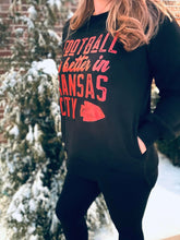 Load image into Gallery viewer, RTS Football Is Better in KC black pocket sweatshirt
